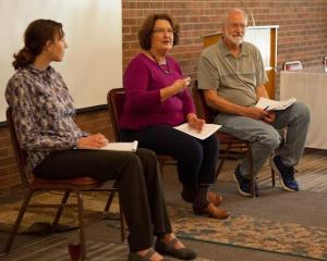 Tierra Curry (L), Susan Hedge and Allen Johnson lead a discussion on the sacredness of Appalachia. Photo by Keely Kernan